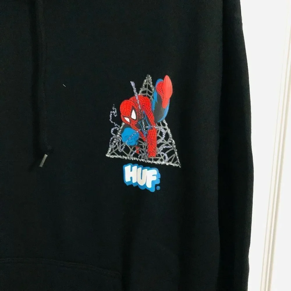 HUF Marvel Men's Spider Man Black Hoodie Sweatshirt Size Small NWT‎